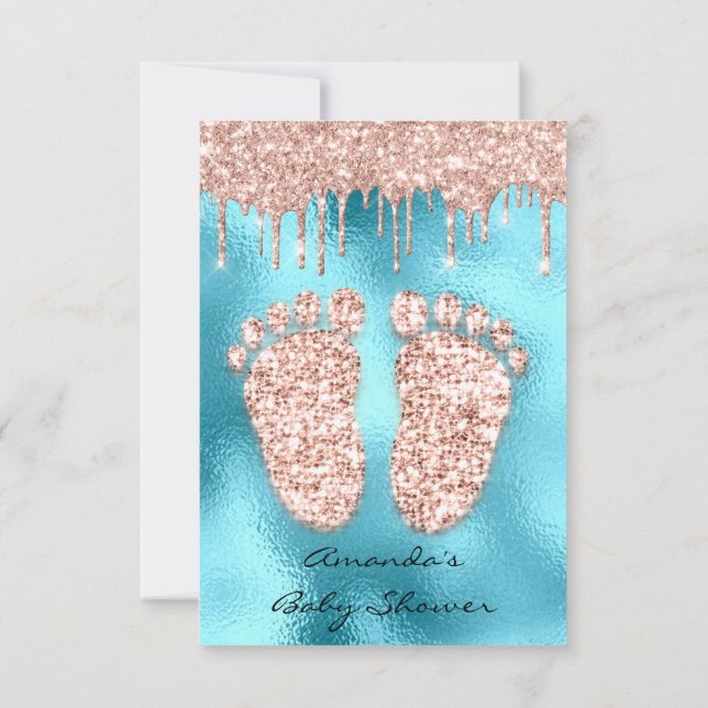 Spark Glitter driver Ro Ocean Baby Shower Feet Inbjudningar (Baksida)
