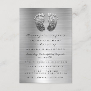 Spark Glitter driver Silver Grått Baby Shower Foot Inbjudningar
