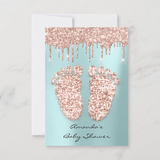 Spark Glitter Drives Ro Baby Shower Feet Inbjudningar (Baksida)