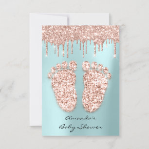 Spark Glitter Drives Ro Baby Shower Feet Inbjudningar