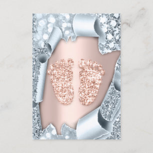 Spark Glitter Drives Ro Blue Baby Shower Feet Inbjudningar