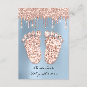 Spark Glitter Drives Ro Blue Baby Shower Feet Inbjudningar
