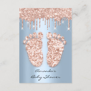 Spark Glitter Drives Ro Blue Baby Shower Feet Inbjudningar