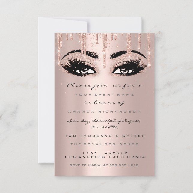 Spark Glitter Drives Ro Eyelash Formal Confetti Inbjudningar (Framsida)