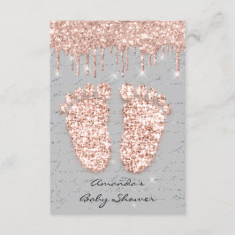 Spark Glitter Drives Ro Grått Baby Shower Feet Inbjudningar