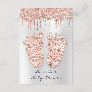 Spark Glitter Drives Ro Grått GreyBaby Shower Feet Inbjudningar