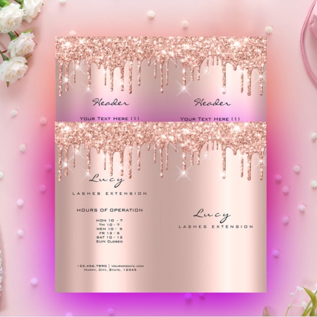 Spark Glitter Makeup Öga Lash Prices-bipacksedel R Flygblad (Spark Glitter Makeup Eye Lash Prices Leaflet Rose Flyer)