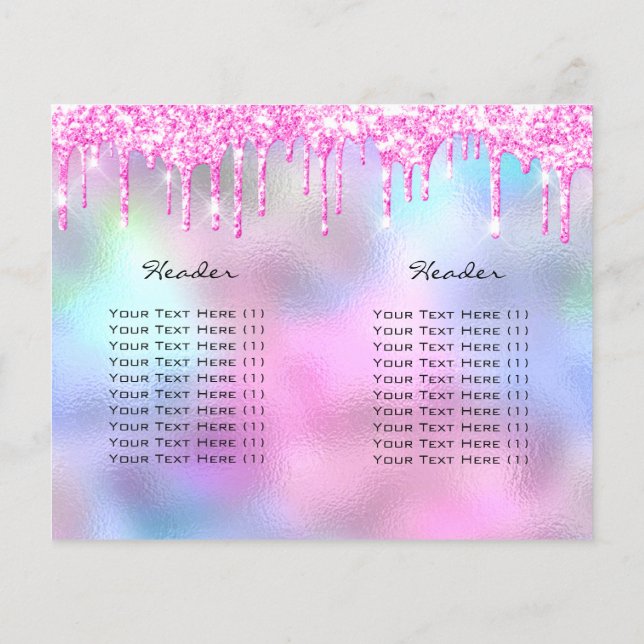 Spark Glitter Makeup Öga Lash Prices Rosa Flygblad (Baksidan)