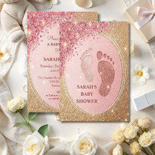 Spark Guld Glitter Baby Shower Fewer VIP Inbjudningar