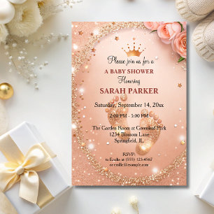 Spark Guld Glitter Baby Shower Fewer VIP Inbjudningar