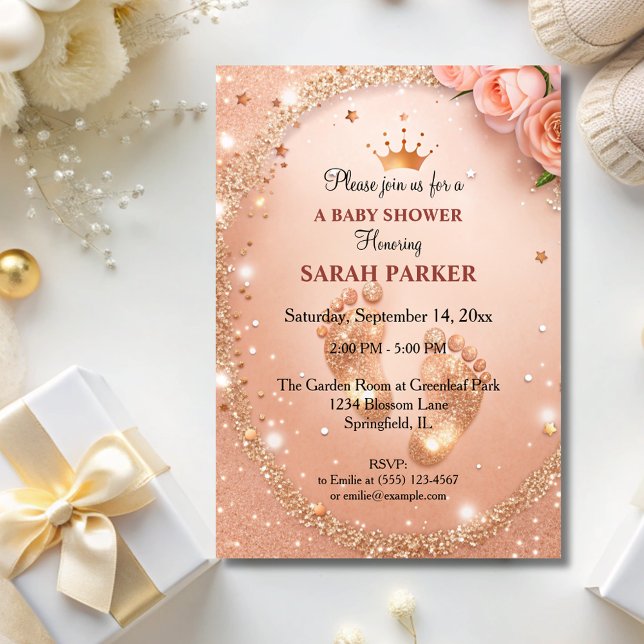 Spark Guld Glitter Baby Shower Fewer VIP Inbjudningar (Skapare uppladdad)