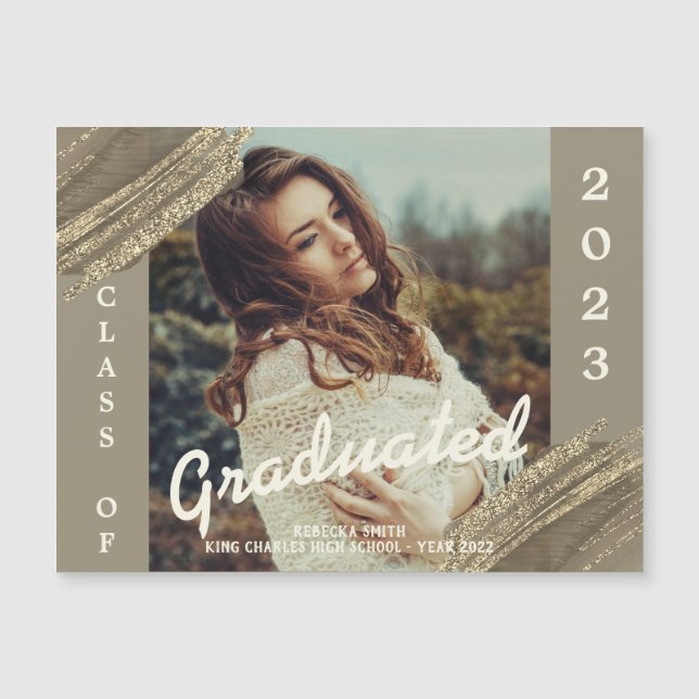 Spark Guld Studenten Photo Announcement Magnet (Framsida)