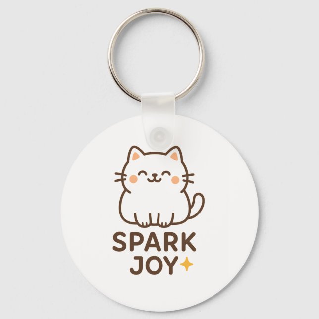 "Spark Joy Cat Nyckelring - Pastel Cute Aesthetic  (Framsida)