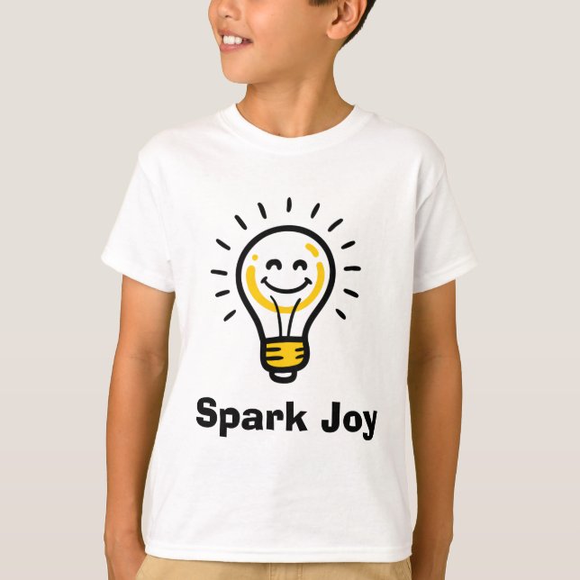 Spark Joy Light Bulb Graphic Positive Vibes T Shirt (Framsida)