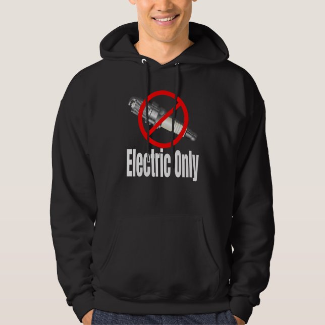 Spark Plug Crossed Out Electric Vehicles Hoodie (Framsida)