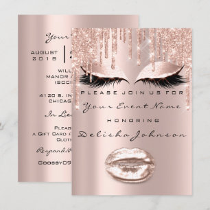 Spark Sweet 16th Drips Glitter Möhippa Makeup Inbjudningar