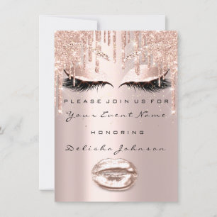Spark Sweet 16th Drips Glitter Möhippa Makeup Läpp Inbjudningar