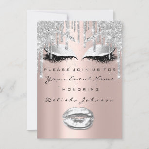 Spark Sweet 16th Drips Glitter Möhippa Makeup Läpp Inbjudningar