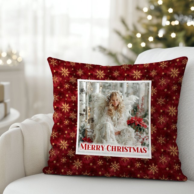 Spark Victorian Ängel Röd och Guld Holiday Present Kudde (Spark Victorian Angel Red and Gold Holiday Gift Pillow)