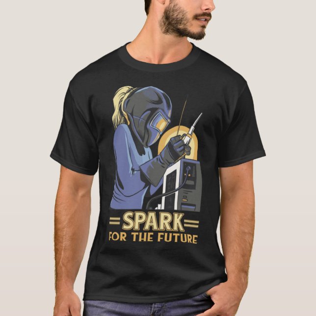 Spark Woman Electrician Pullover Hoodie T Shirt (Framsida)