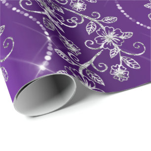 Sparka diamanter Lila Plum White Grått Presentpapper