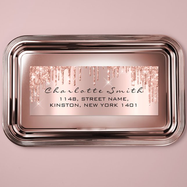 Sparka drivrutiner för  Returetiketter i Ro Returadress Etikett (Sparkly Drips Rose Blush Return Address Labels)