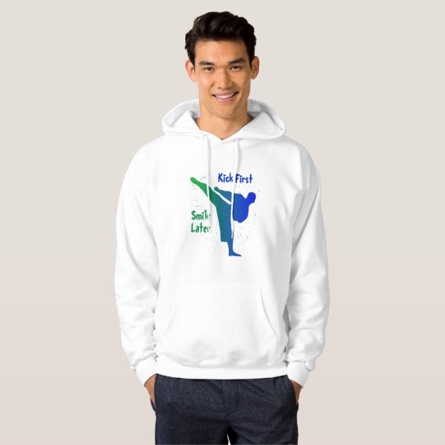 Sparka först, le sen hoodie (Hel framsida)