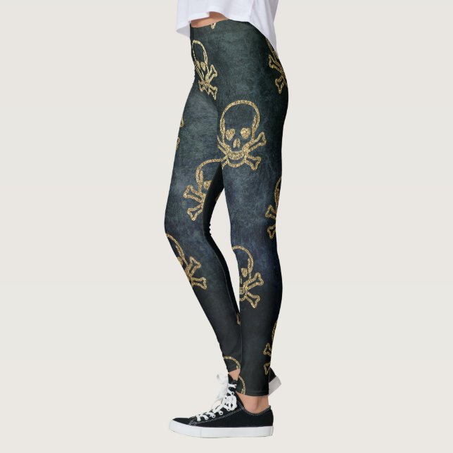 Sparka Pirat Jolly Roger om Mörk Leggings (Vänster)