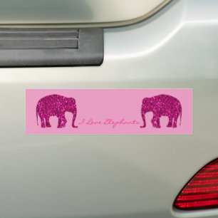 Sparka shock rosa Elephant faux sparkles din text Bildekal
