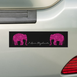 Sparka shock rosa Elephant faux sparkles din text Bildekal