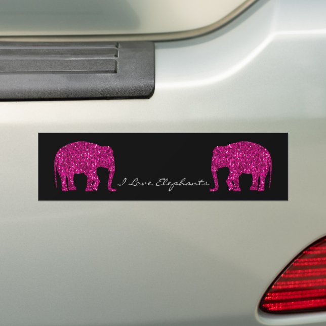 Sparka shock rosa Elephant faux sparkles din text Bildekal (På Bil)