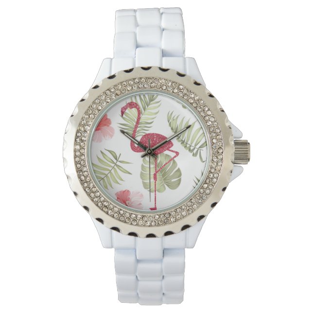 Sparkad Rosa Flamingo Summertime Women's Watch Armbandsur (Framsida)
