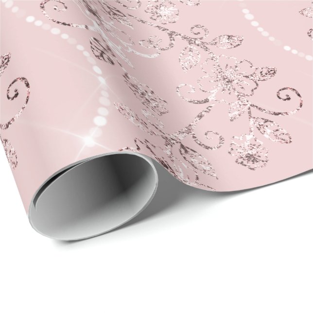 Sparkade diamanter  Pearl Powder Rosa ros VIP Presentpapper (Rullad Hörn)