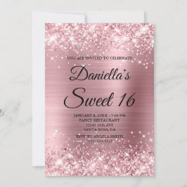 Sparkade Ljusa rosa Glitter- och oljesockar 16 Inbjudningar