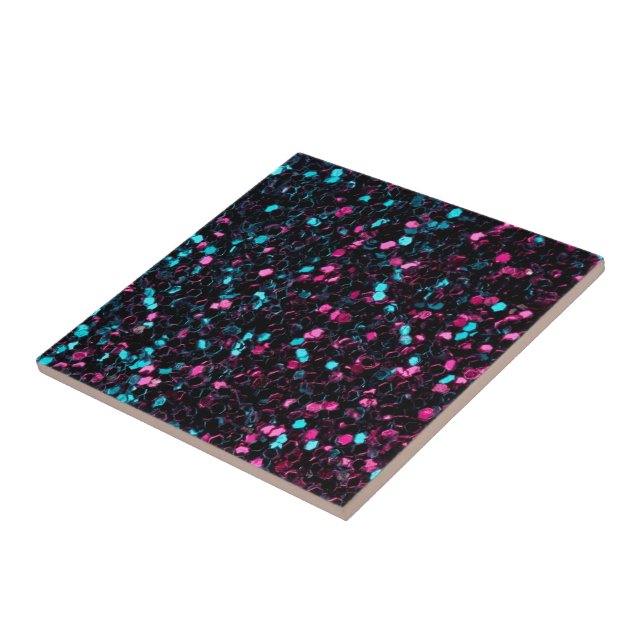 Sparkade rosa blå mosaic glitter-glittrar kakelplatta (Sidan)