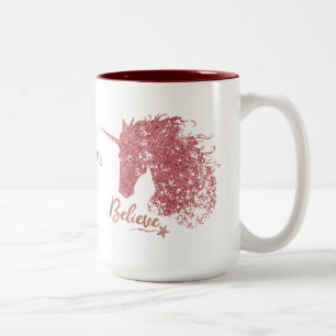 Sparkade Unicorn-Tro (Ro Guld) Två-Tonad Mugg