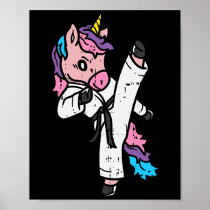 Sparkande enhörning kampsport söt karate Taekwondo Poster
