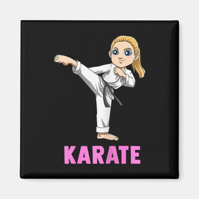 Sparkande och slående unge - söt karateflicka  magnet (Framsidan)