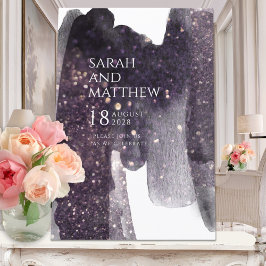 Sparkande plommon, vattenfärg Brushstrokes Bröllop Inbjudningar