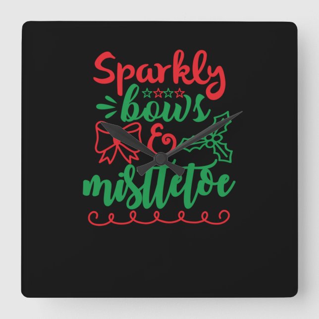 Sparkbågar och mistletoe-01 fyrkantig klocka (Framsida)