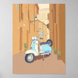 Sparkcykel som parkeras på den italienska poster