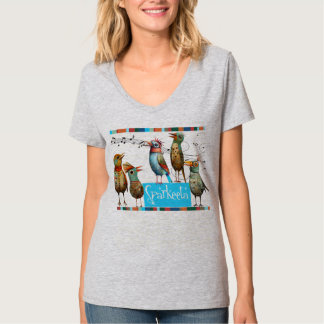 Sparkeeta Women's V-nacke Grått Tee Colorful