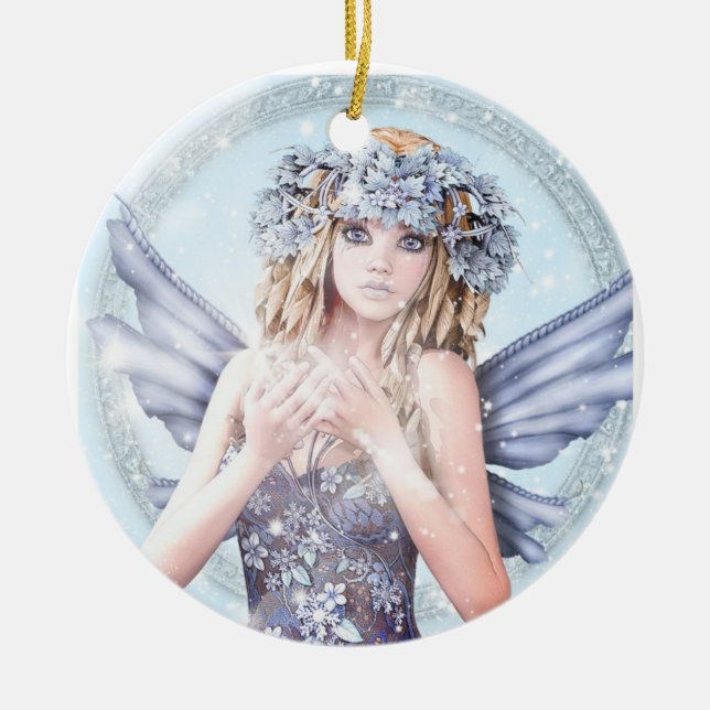 Sparkelen av snö julgransprydnad keramik (Framsidan)