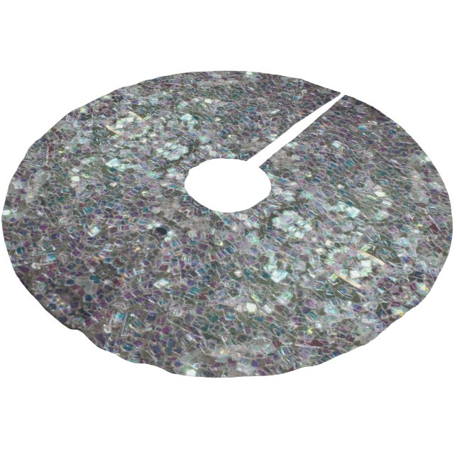 Sparkfärgad silver-mosaik v2 julgransmatta borstad polyester (Vinklad)