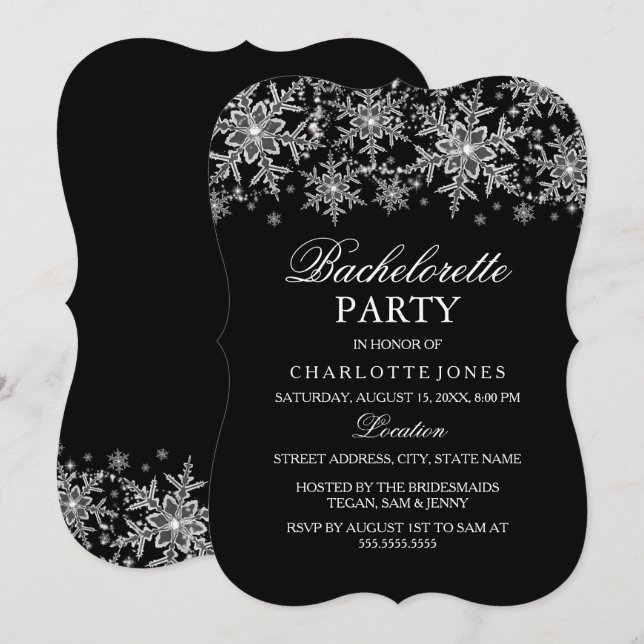 Sparkle Crystal Snöflinga Sjungmöfest Inbjudningar (Fram/baksida)