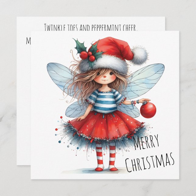 Sparkle Fairy with Ornament – Holiday Card (Fram/baksida)