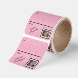 Sparkle Gift Labels with Customized Name and Photo Fyrkantigt Klistermärke