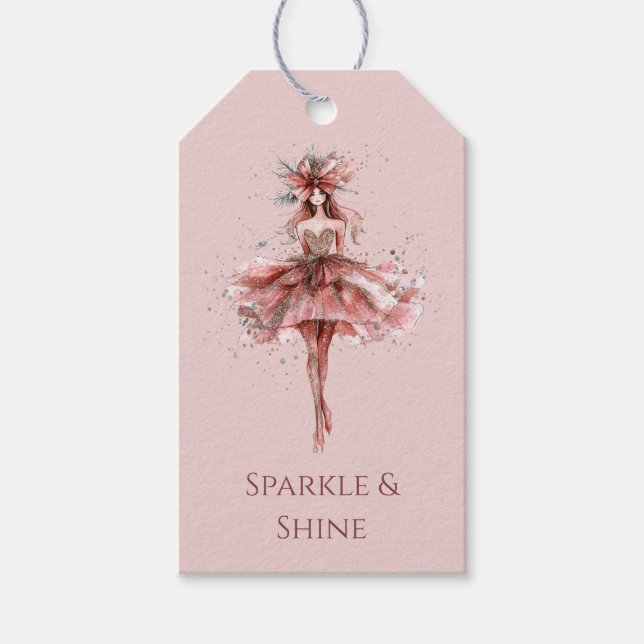 Sparkle Girl in Pink Rose Gold Dress Presentetikett (Framsidan)
