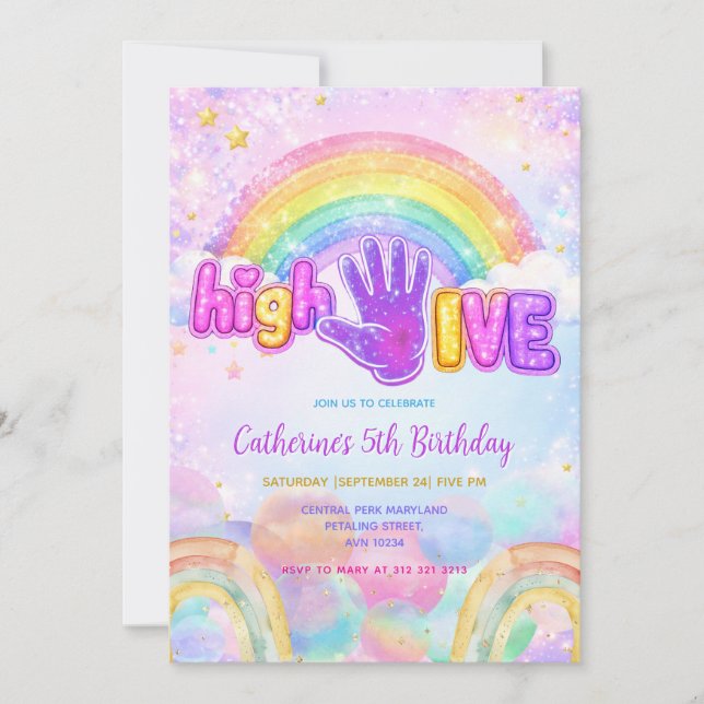 Sparkle High Five Birthday Party Invitation  Inbjudningar (Framsida)