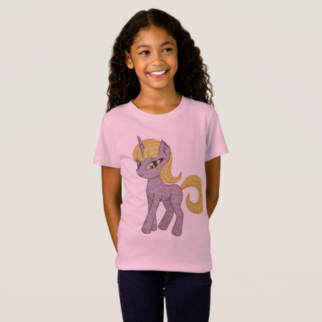 Sparkle Horn Enhörning Magiska Flickor T-Shirt (Hel framsida)